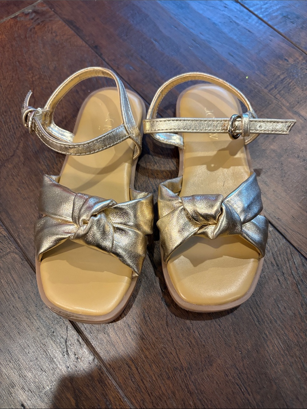 J. Crew Girls Metallic Gold Knot-Front Ankle-Strap Sandals
